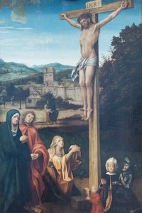 Cristo crucificado com Maria, São João, Santa Maria Madalena e patronos