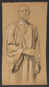 Cristo representado até aos joelhos, em pé, de frente de Hans Thoma