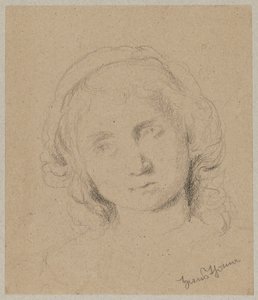 A cabeça de uma jovem mulher de Hans Thoma