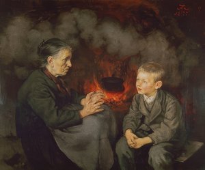 Avó conta contos de fadas de Hans Thoma