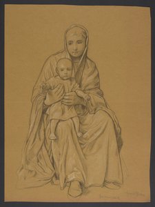 Maria com Jesus ao colo de Hans Thoma