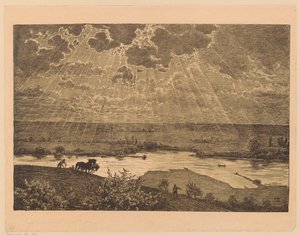 Paisagem com um semeador e um lavrador junto ao Meno de Hans Thoma