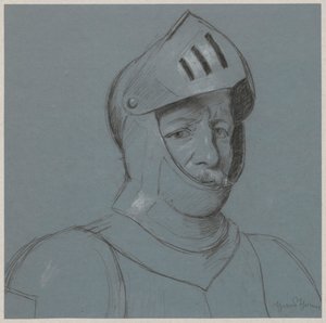 Busto de um cavaleiro com armadura de Hans Thoma