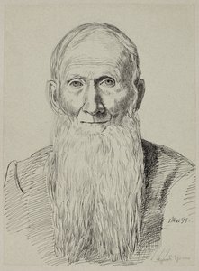 Busto de um ancião com uma barba comprida de Hans Thoma