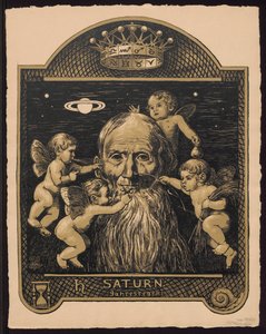 «Saturno, regente do ano». Saturno como governante do ano. Projectos para o «Calendário perpétuo ilustrado», parte II (Calendário perpétuo ilustrado) de Hans Thoma