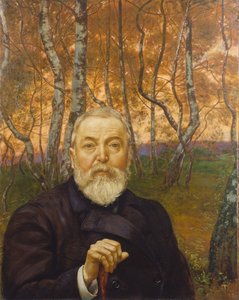 Auto-retrato em um bosque de bétulas de Hans Thoma