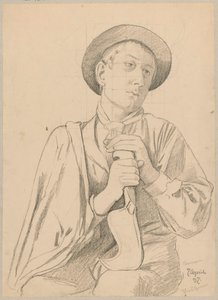 Estudo de um jovem italiano em traje popular - jardineiro de Cargnacco de Hans Thoma