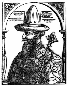 Retrato de Ivan IV, o Terrível (1533 - 1584), czar russo. Xilografia de Hans Weygel. de Hans Weigel
