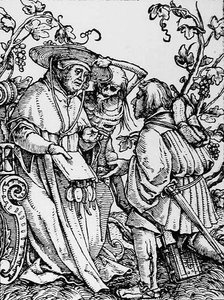 Morte e o Cardeal, de A Dança da Morte, gravada por Hans Lutzelburger, c.1538 de Hans after Holbein the Younger