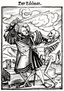 Morte e o nobre, da dança da morte, gravada por Hans Lutzelburger, c.1538 de Hans after Holbein the Younger