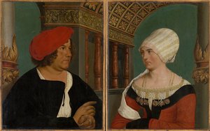 Retrato duplo do prefeito de Basileia Jacob Meyer zum Hasen e sua esposa Dorothea Kannengiesser, 1516 (têmpera em limewood)
