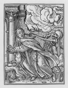 Dança da Morte de Holbein: o frade mendicante de Hans after Holbein the Younger