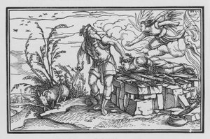 O Julgamento da Fé de Abraão, Gênesis XXII, 10 de Hans after Holbein the Younger
