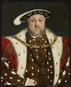 Retrato de Henrique VIII, segunda metade do século XVI (óleo sobre painel de carvalho) de Hans circle of Holbein the Younger