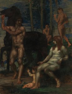 Tratador de cavalos e ninfa de Hans von Marées