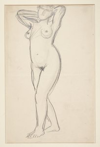 Modelo feminino em pé com as mãos atrás do pescoço de Harald Giersing