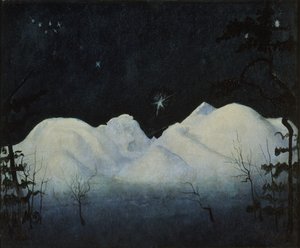Noites de Inverno nas montanhas (óleo sobre tela) de Harald Oscar Sohlberg