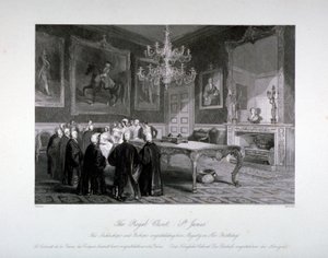 Vista interior do Royal Closet no Palácio de St James, Westminster, Londres, c1840
