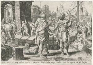 Servo com as cinco profissões de talentos Parábola dos Talentos (título da série) de Harmen Jansz Muller