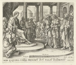 Susanna acusada por anciãos
Não prestarás falso testemunho
Os dez mandamentos (título da série) de Harmen Jansz Muller