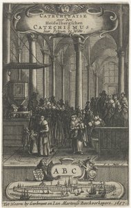 Interior da igreja
Página de título para: P. de Witte, Catechizatie over den Heidelbergschen catechism, 1657 de Harmen de Mayer