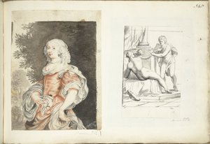 Retrato de uma mulher e Vénus, Amor e Marte de Harmen ter Borch (possibly)