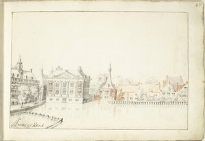 Vista dos edifícios no Hofvijver, Haia de Harmen ter Borch (signed by artist)