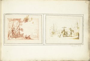 Pastor com o seu gado e cena de rua de Harmen ter Borch (signed by artist)