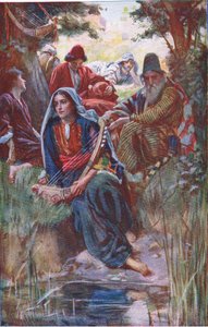 Pelos rios da Babilônia, ilustração de imagens que ensinam a série da coroa, 1920 de Harold Copping