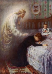 Cristo, o Consolador: Jesus consolando uma enlutada viúva de guerra britânica (lito colorido)