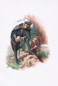Hamlet e o gravedigger, ilustração de Hamlet de Harold Copping