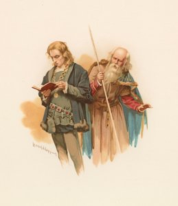 Hamlet lendo, com Polonius para trás de Harold Copping