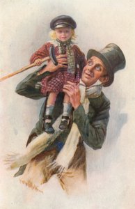 Ilustração para um conto de Natal de Charles Dickens (cor litho) de Harold Copping