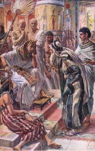 Jacob antes do Faraó, ilustração de imagens que ensinam a série de coroa, 1920 de Harold Copping