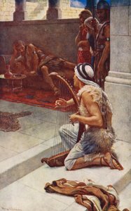 Antigo Testamento: David, o músico (litografia a cores) de Harold Copping