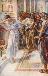 Antigo Testamento: José dado a conhecer aos seus irmãos (litografia a cores) de Harold Copping