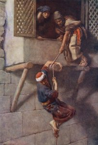 Antigo Testamento: A Fuga dos Espiões (litografia a cores) de Harold Copping