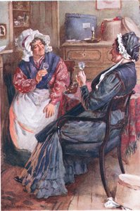 Sarah Gamp e Betsey Prig, ilustrações para Character Sketches de Dickens compiladas por BW Matz, 1924 de Harold Copping