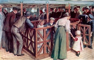 A areia das crianças entre os conveses da SS Empress of Britain de Harold Copping