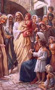 O senhor abençoando as crianças de Harold Copping