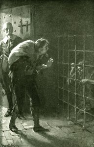 O homem na gaiola de ferro (litho) de Harold Copping
