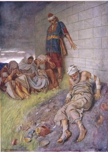 A paciência de Job, ilustração de imagens que ensinam a série de coroa, 1920 de Harold Copping