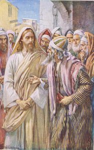 A questão dos saduceus, ilustração de Harold Copping Pictures: The Crown Series, c.1920s