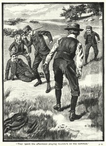 "Passaram a tarde a brincar às rondas com os comuns" (gravura) de Harold Copping