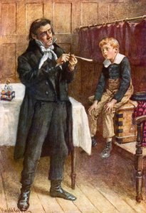 Wackford Squeers and the New Pupil (cor litho) de Harold Copping