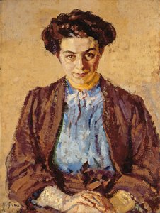A Blusa Azul, Retrato de Elene Zompolides (1880-1958) (óleo sobre tela) de Harold Gilman