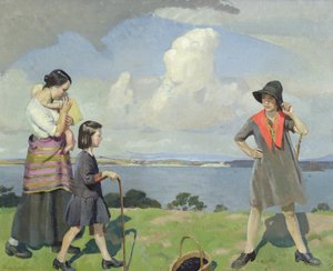 Um passeio junto ao mar, os Blackberry Gatherers de Harold Harvey