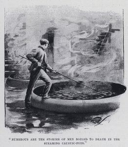 "Numerosas são as histórias de homens fervidos até à morte nos fumegantes pontos cáusticos" (foto a p/b) de Harold Hume Piffard