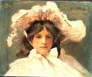 Rapariga com um chapéu eduardiano (óleo sobre tela)