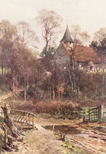 Igreja de Pyrford, perto de Woking (litografia a cores) de Harold Sutton Palmer